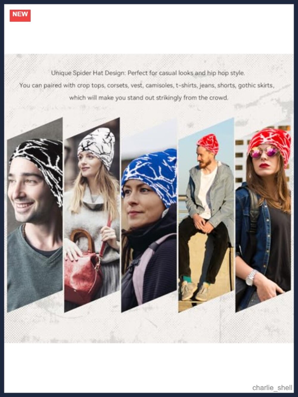 Y2K Lightning Pattern Knitted Beanie Hat Double-Layer Acrylic Wool - Picture 5 of 5